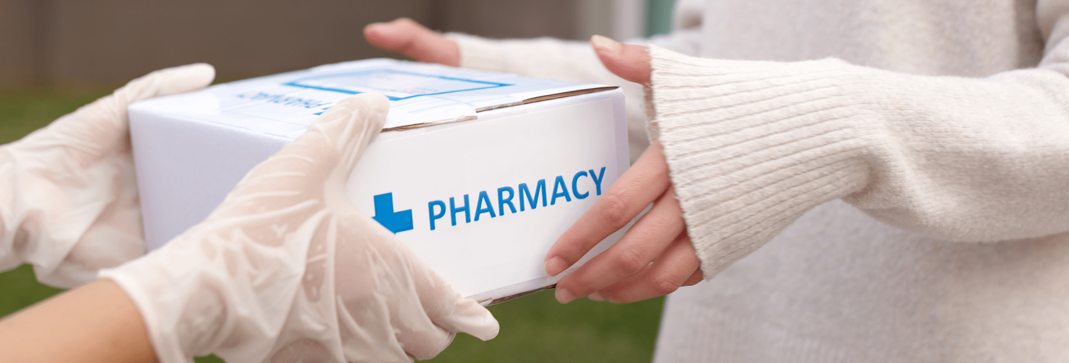 On Demand services with pharmacy package being delivered.