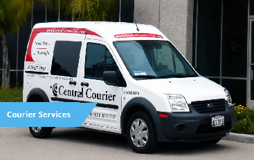 Courier Services Banner with driver delivering boxes.